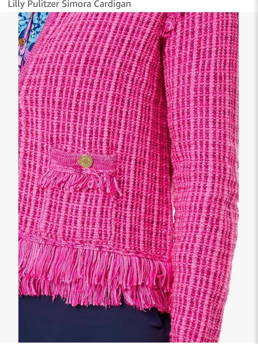 Lilly Pulitzer Hot Pink Simora Fringe Cardigan